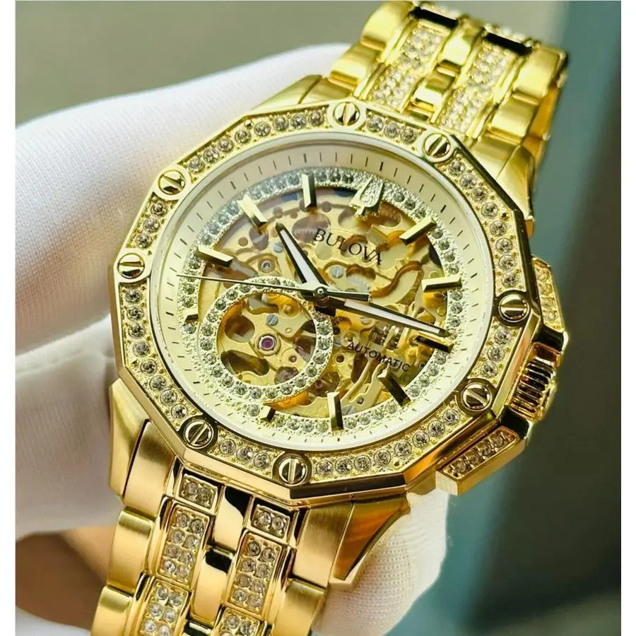 Bulova Octava Automatic Gold Dial Automatic Gold Tone Men`s Watch 98A292