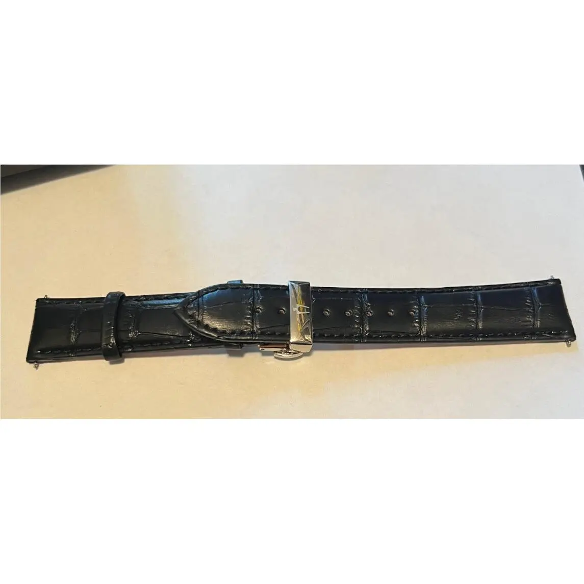 Bulova Men`s 96A135 / 96A120 Precisionist Black Leather Band Replacement 22mm - Dial: Black, Band: Black