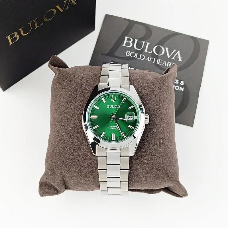 Bulova Men`s Surveyor Classic Automatic Green Dial 42mm Watch 96B4429