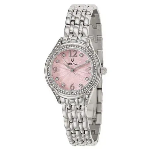 Bulova Women`s 96X124 Dress Pink Dial Stainless Steel Quartz Crystal Watch - Dial: Pink, Band: Silver