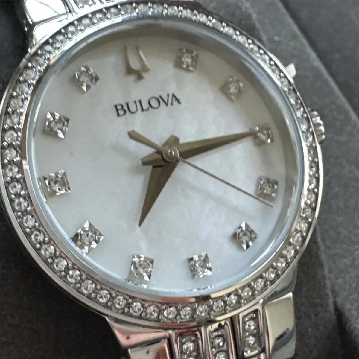 Women`s Crystal Quartz Gemmed Silver Stainless Steel Watch 29 MM 96X163 by Bulova