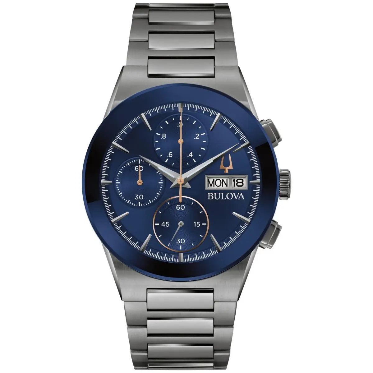 Millennia Men`s Quartz Chronograph Day Date Gray Watch 41MM 98C143 by Bulova