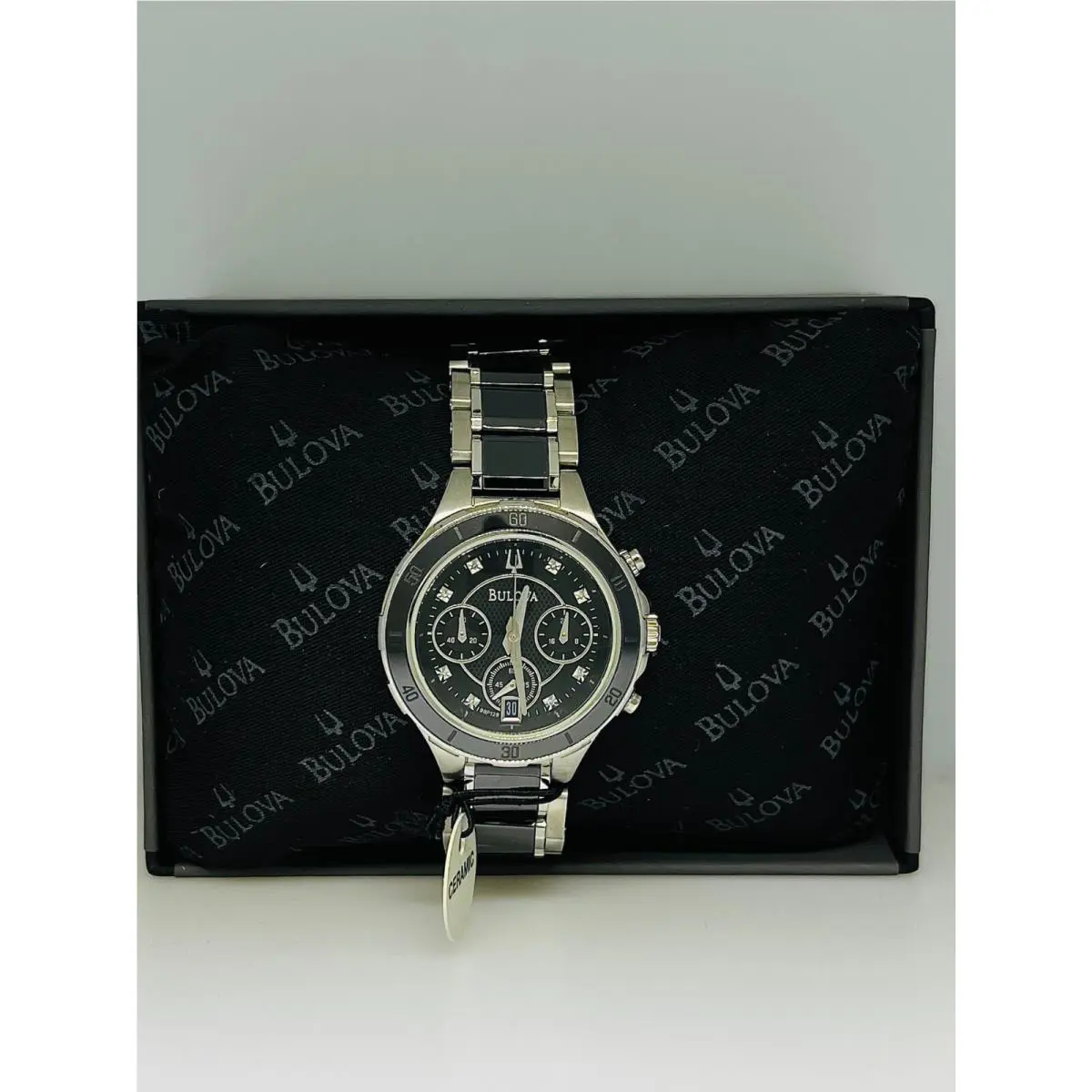 Ladies Bulova Black Ceramic Stainless Steel Construction Watch