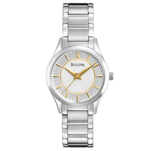 Bulova 96L175 Women`s Silver-tone Dial Analog Stainless Steel Dress Watch - Dial: Yellow Gold, Silver, Band: Silver