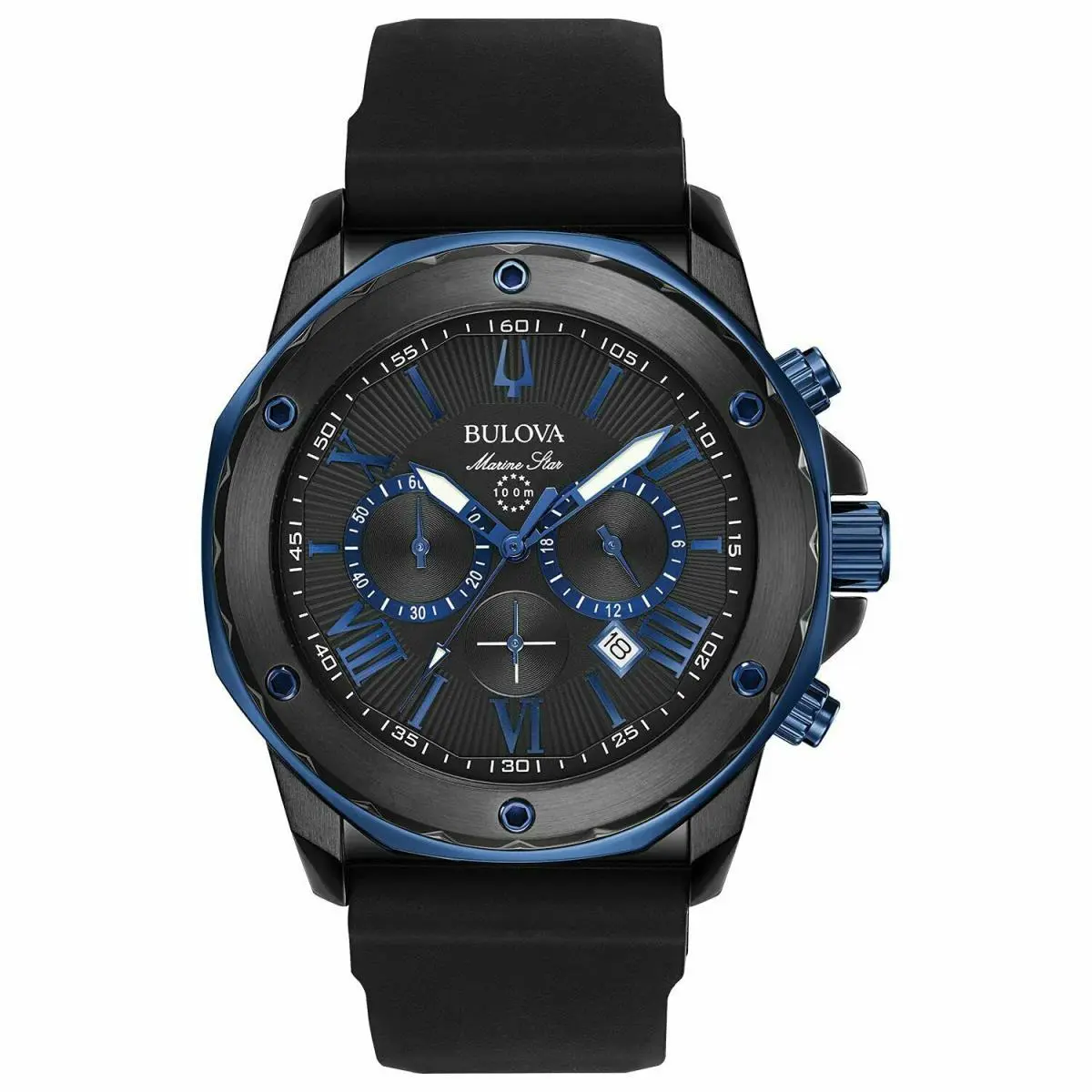 Bulova Men`s Marine Star 44mm Chronograph Stainless Steel Quartz Watch - 98B308