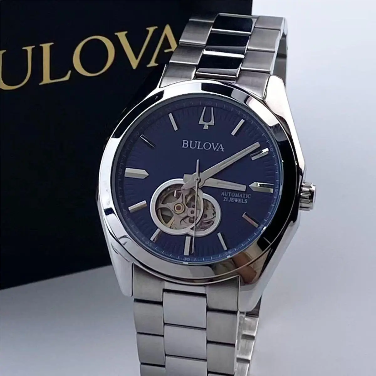 Bulova Surveyor 96A275 42mm Blue Dial Stainless Steel Men`s Automatic Watch