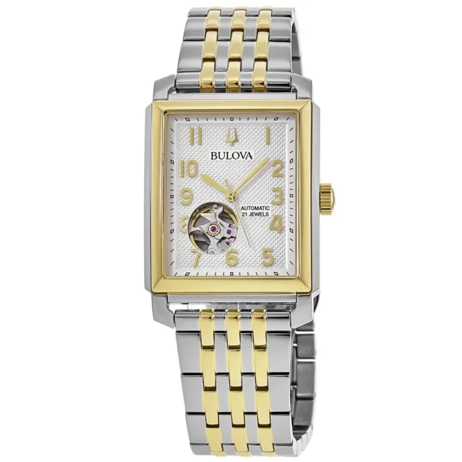 Bulova Sutton Automatic Silver Dial Two-tone Stainless Men`s Watch 98A308