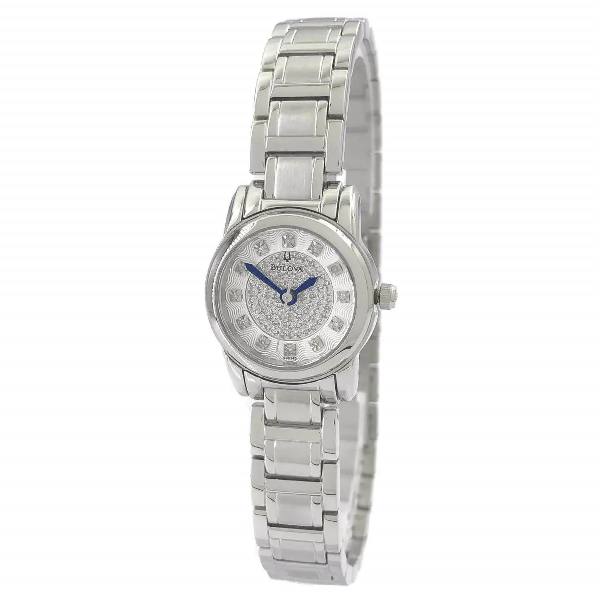 Bulova 96P143 Lady`s Diamond Engraved Silver Dial Bracelet Watch
