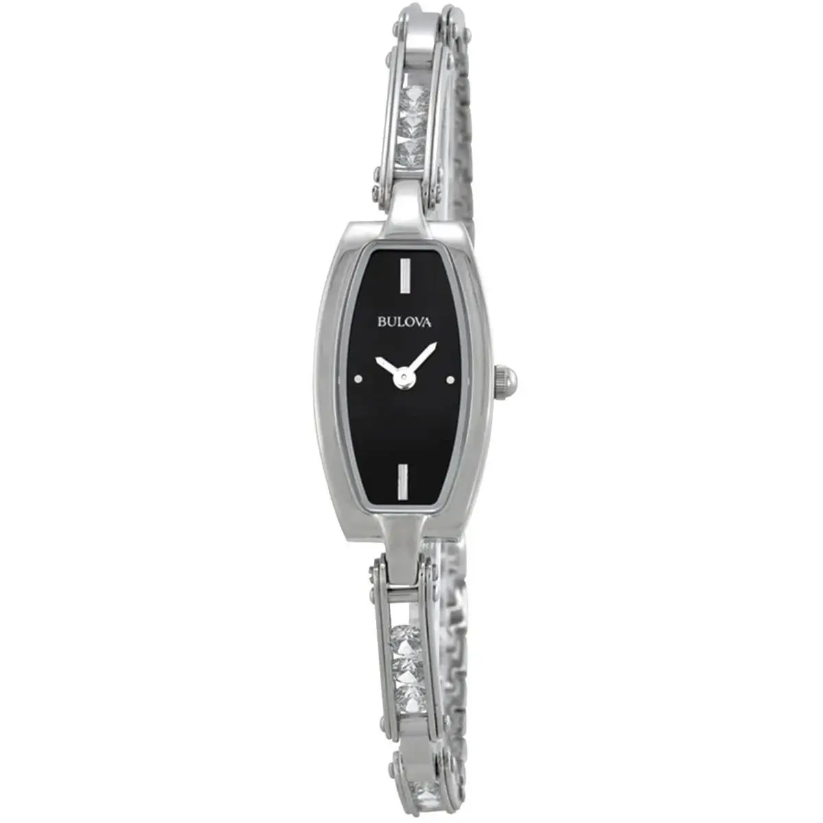 Bulova Crystals Women`s Watch Stainless Steel Black Dial 96T15