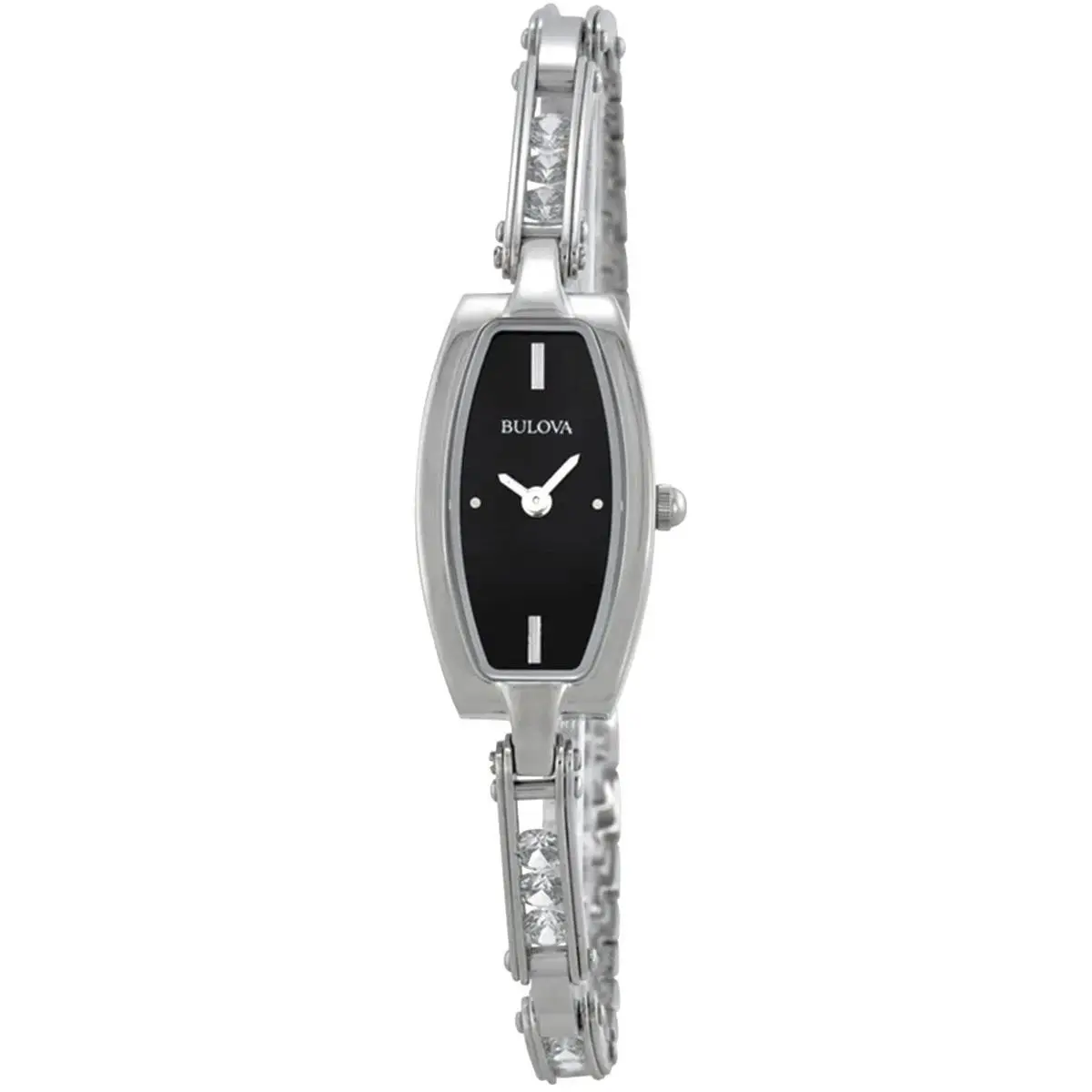 Bulova Crystals Women`s Watch Stainless Steel Black Dial 96T15