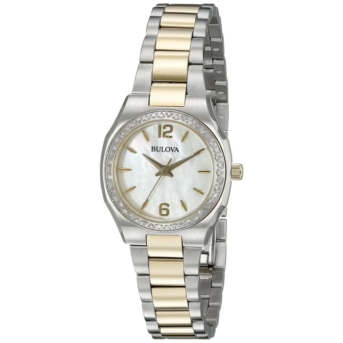 98R204 Diamond Gallery White Mother of Pearl Dial Women`s Watch by Bulova