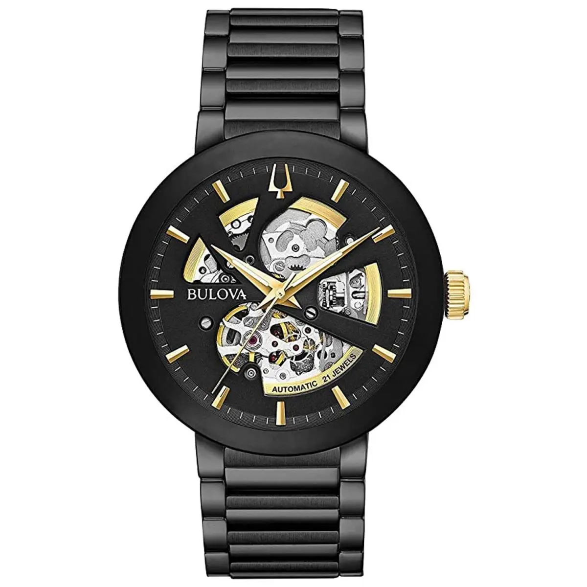 Bulova Mens Watch 98A203 - Dial: Black, Band: Black, Hand: Black