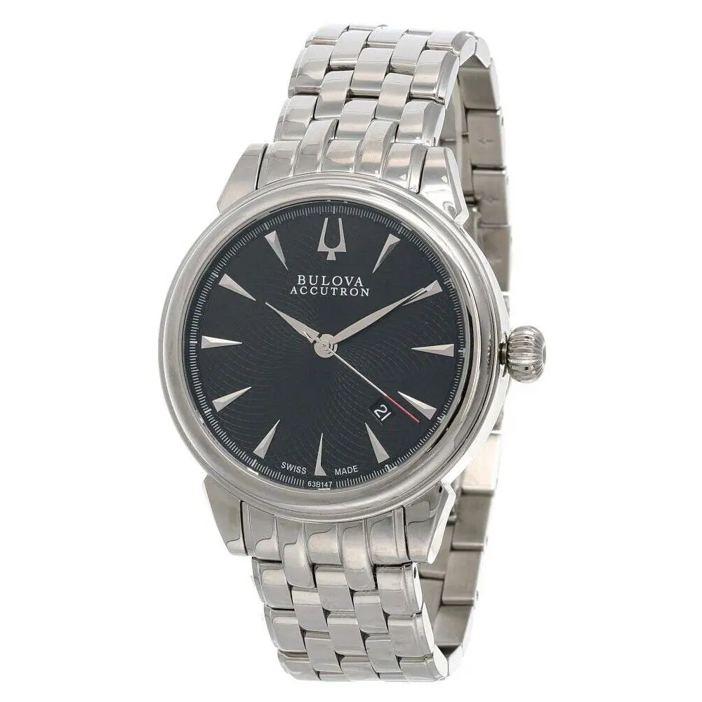 Accutron Auto Black Dial Stainless Steel Men`s Watch 63B147 by Bulova