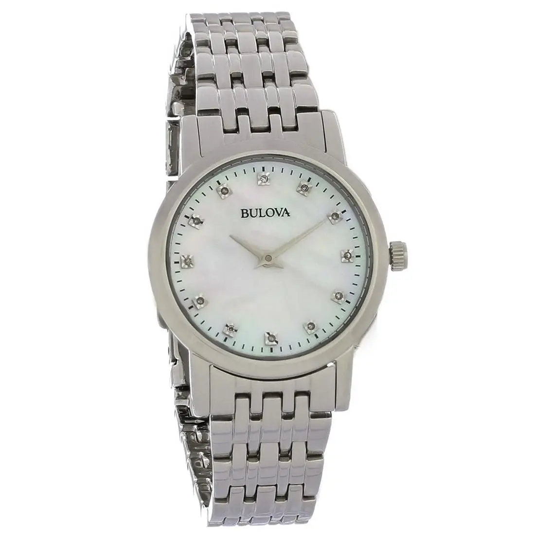 Bulova Diamond Women`s Mother-of-pearl Stainless Steel Quartz Watch - 96P175