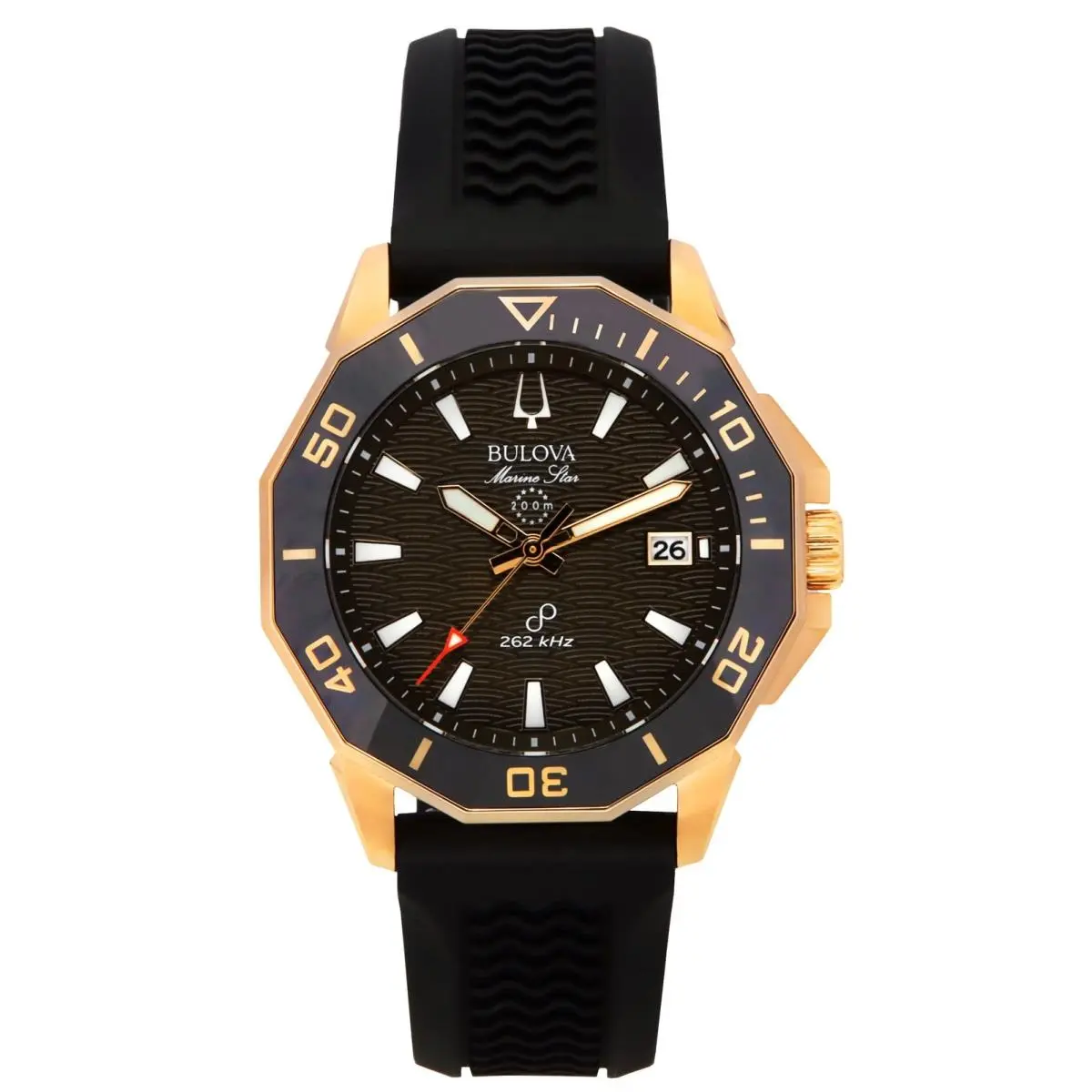 Bulova Marine Star Brown Dial Precisionist Quartz Diver`s Men`s Watch 98B421 - Dial: Brown, Band: Black, Bezel: Black