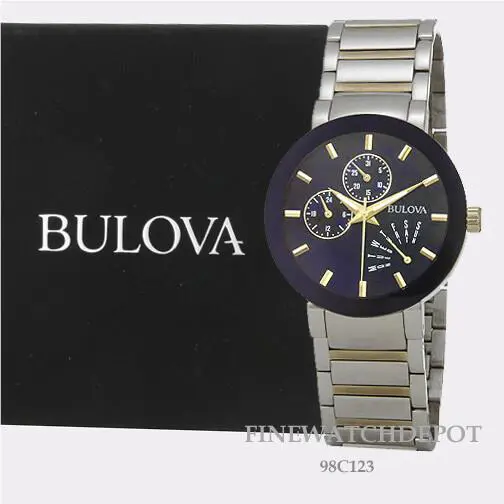Bulova Futuro Men`s Modern Blue Dial Two-tone Stainless Watch 98C123