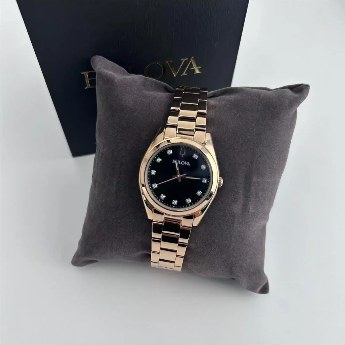 Surveyor 97P156 Women`s Classic Watch Grey Dial Rose Gold Ladies Watch by Bulova