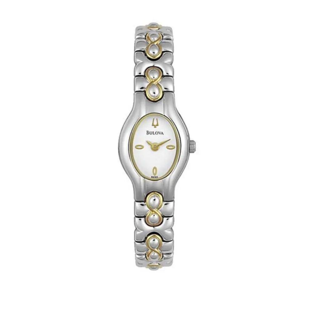 Women`s Two Tone Yellow White Watch Box 98T65 by Bulova