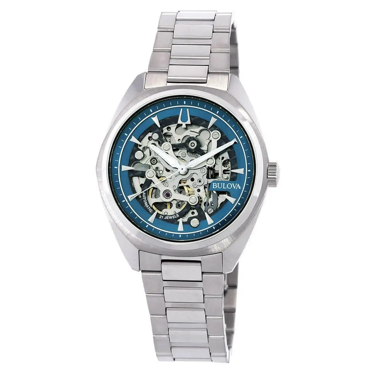 Bulova Surveyor Automatic Blue Dial Men`s Watch 96A292 - Dial: Blue, Band: Silver-tone, Bezel: Silver-tone