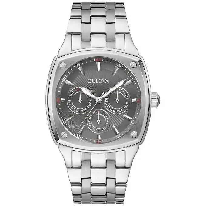 Bulova 96C148 Classic Day-date Silver Tone Stainless Steel Men`s Watch 43mm Dial