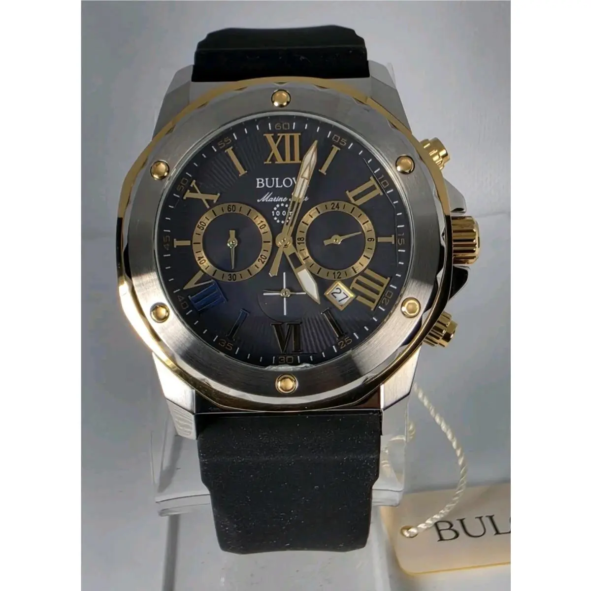 Marine Star Chronograph Stainless Steel Water Resistan 100M Black Dial by Bulova
