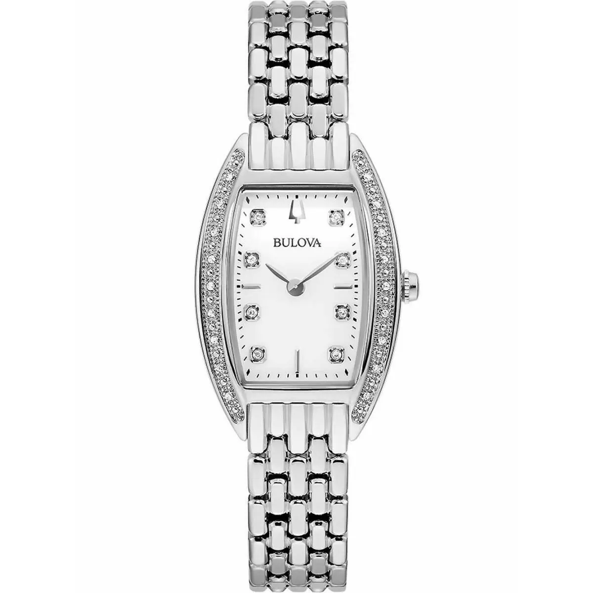 Bulova 96R244 Mother-of-pearl Dial Diamond Silver Tone Watch Great Gift - Dial: Mother-of-Pearl, Band: Silver