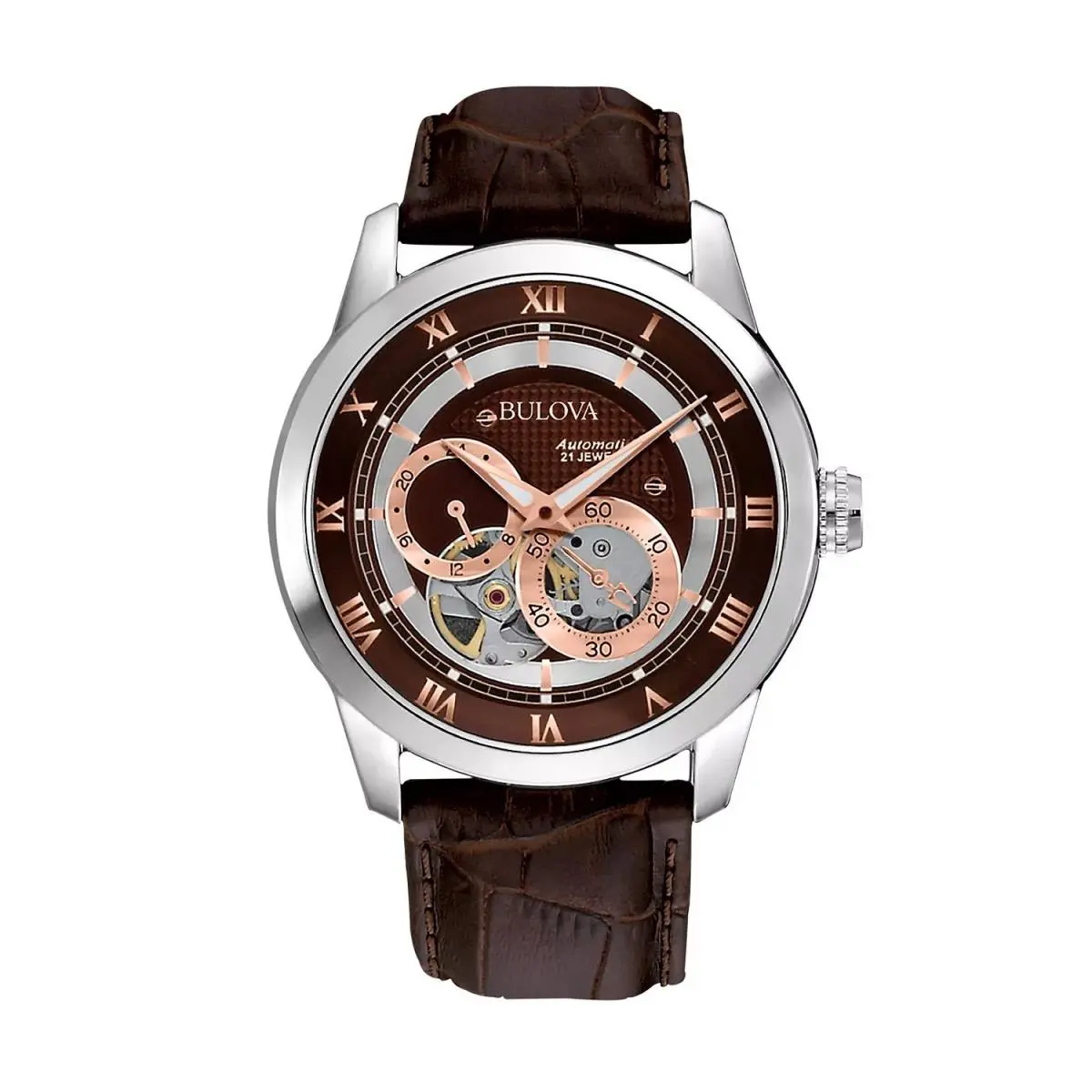 Bulova 96A120 Men`s Bva Series Leather Band Aperture Dial Automatic Watch