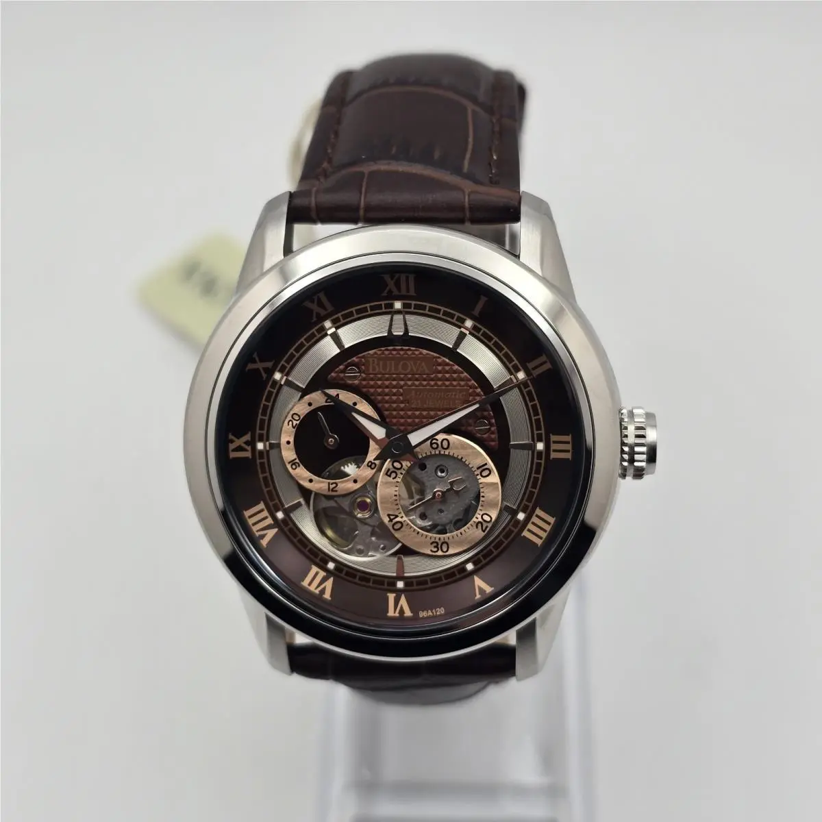 Bulova Sutton 96A120 Brown Open Heart Automatic 42mm Leather Watch Box