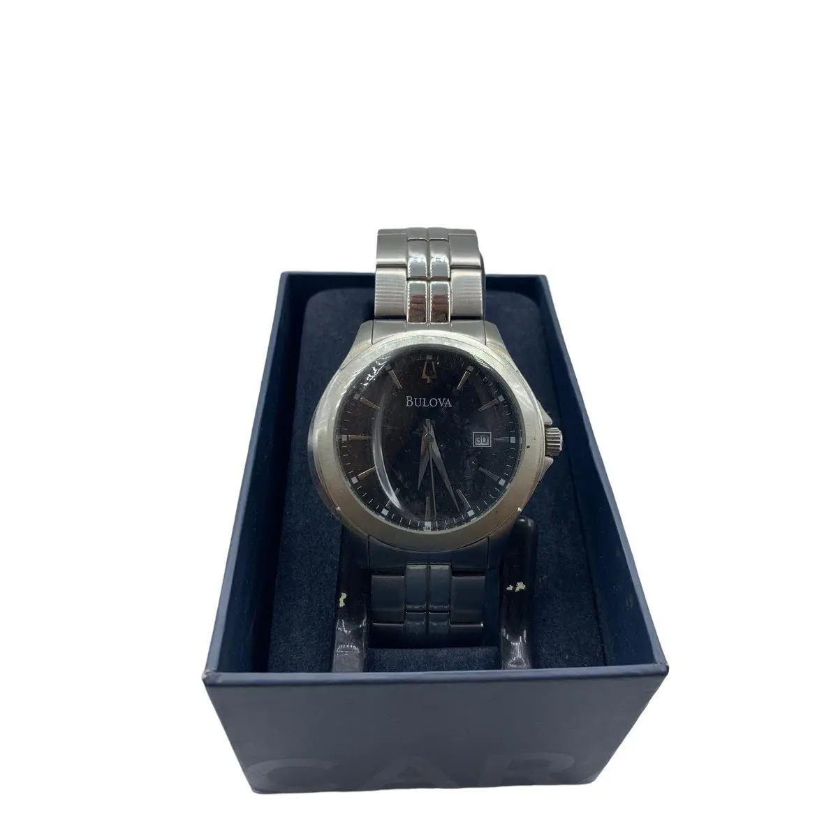 Bulova 96X121 Black Dial Stainless Steel Bracelet Men`s Watch
