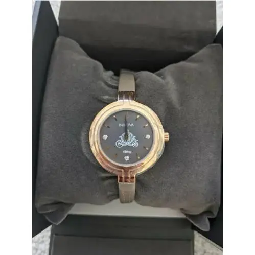 Disney Women`s Rhapsody Diamonds Leather Watch 97P143 Cinderella by Bulova
