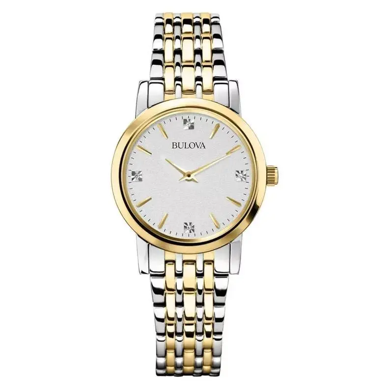 Bulova Ladies Casual Diamonds Two Tone Stainless Steel Watch - 98P115 - Dial: Silver, Band: Two-tone