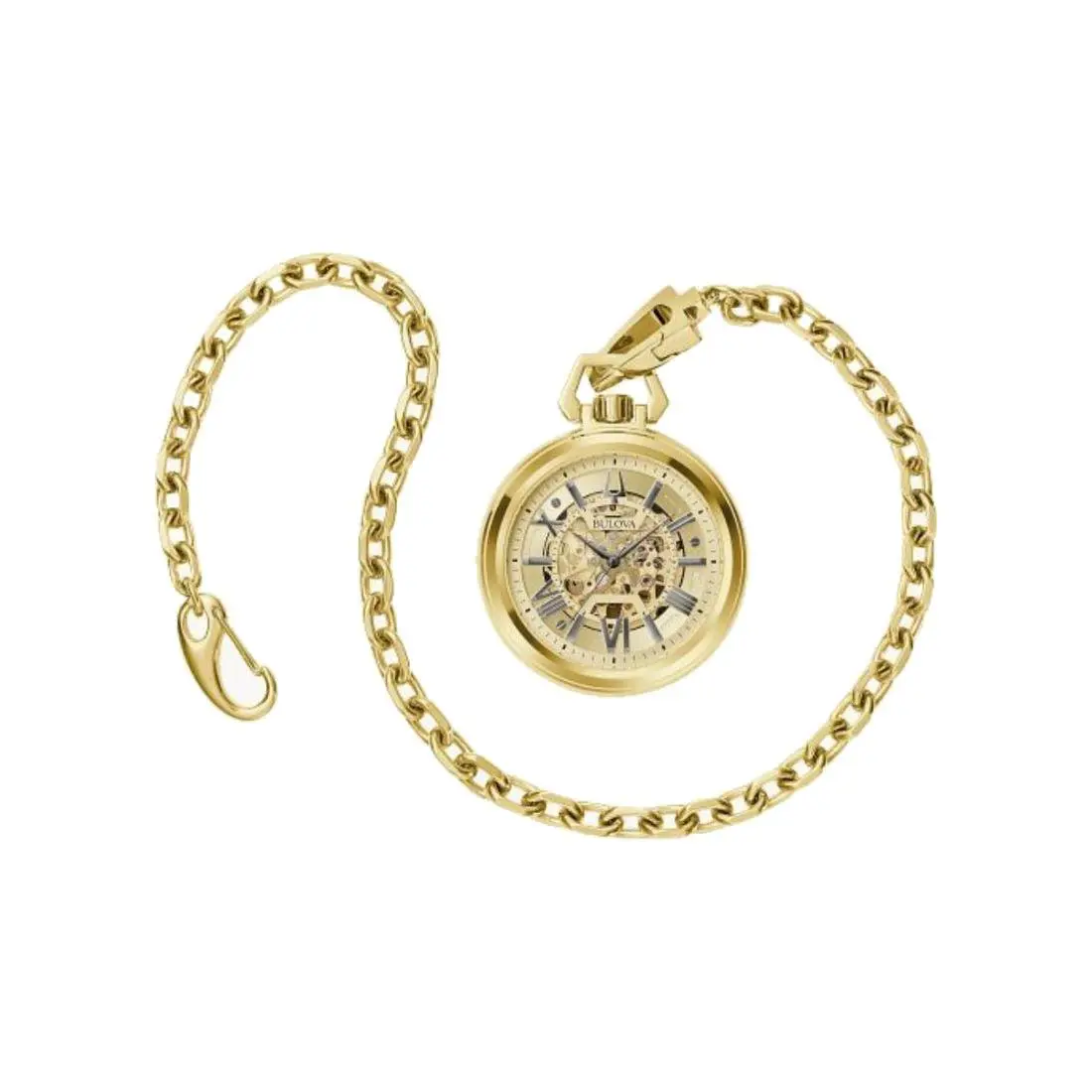 Bulova Sutton Automatic Skeleton Gold-tone Stainless Steel Pocket Watch 97A178