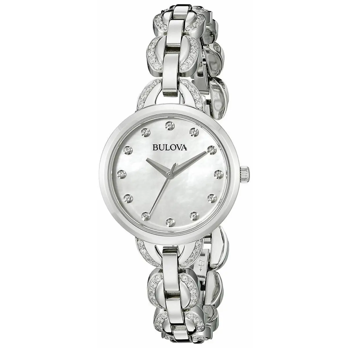 Bulova 96L203 Women`s Mother of Pearl Dial Silver-tone Quartz 28mm Dress Watch - Dial: Mother of Pearl, Band: Silver