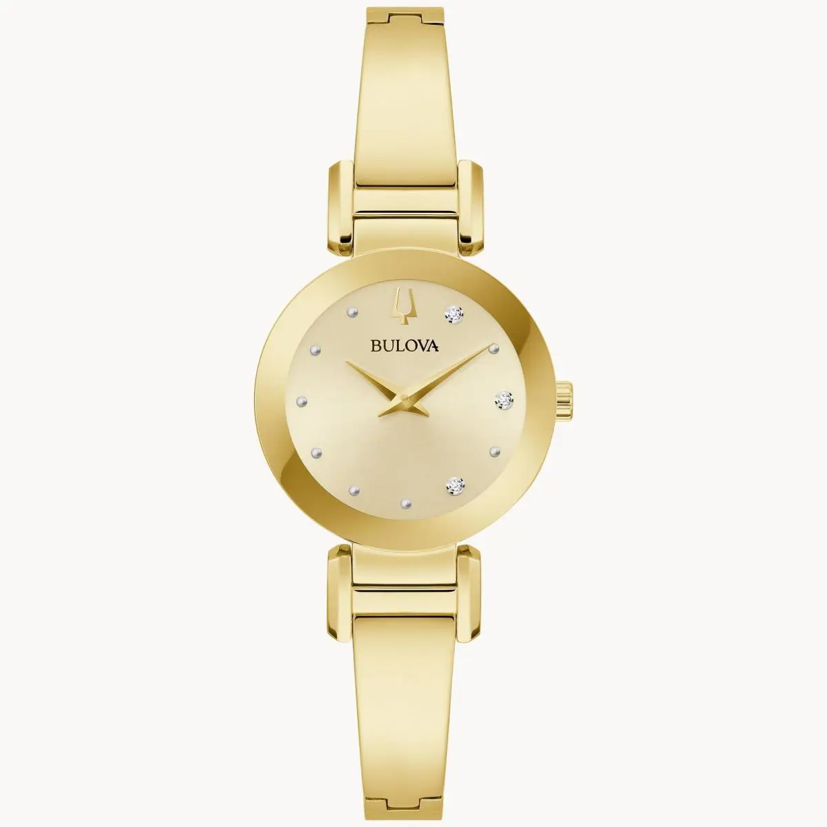 Bulova Marc Anthony Sunburst Dial Gold Tone Bangle Ladies Watch 26mm 97P164