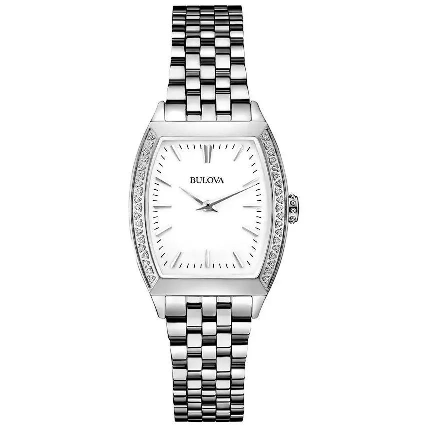 Bulova Diamond Accent Stainless Steel Bracelet Ladies Watch 96R196