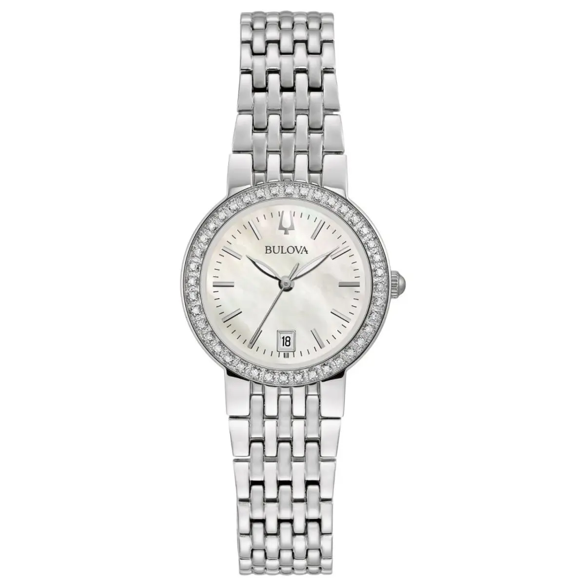 Bulova Women`s Diamond White Dial Watch - 96R239