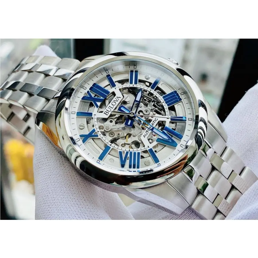 Bulova Sutton Automatic 96A187 Skeleton Dial Men`s Watch