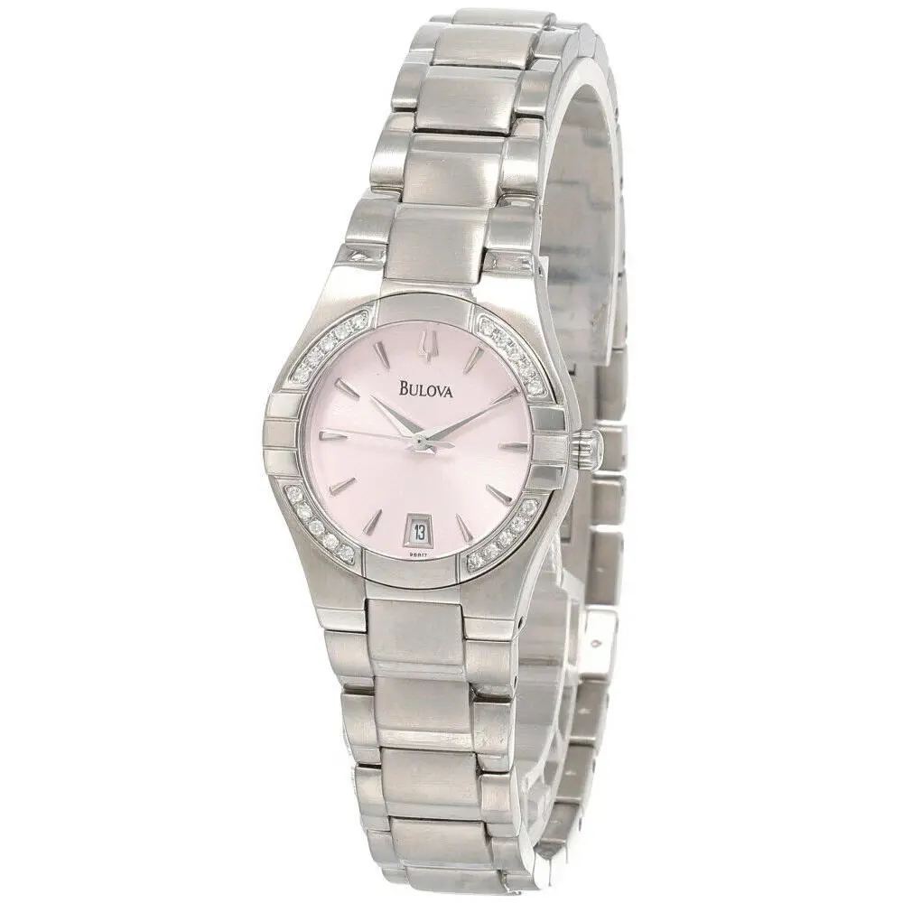 Light Pink Dial Stainless Steel Women`s Watch 96R17 by Bulova