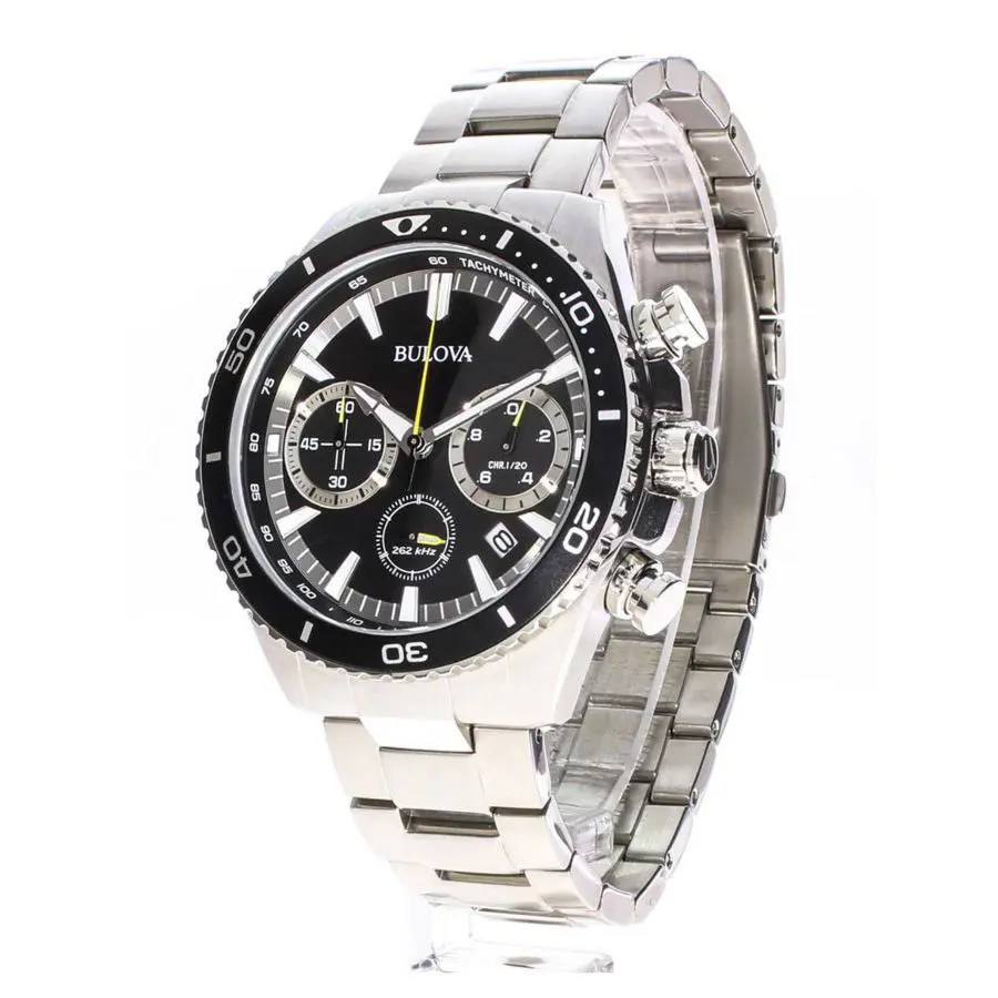Bulova 98B298 Precisionist Chronograph Black Dial Stainless Steel Men`s Watch