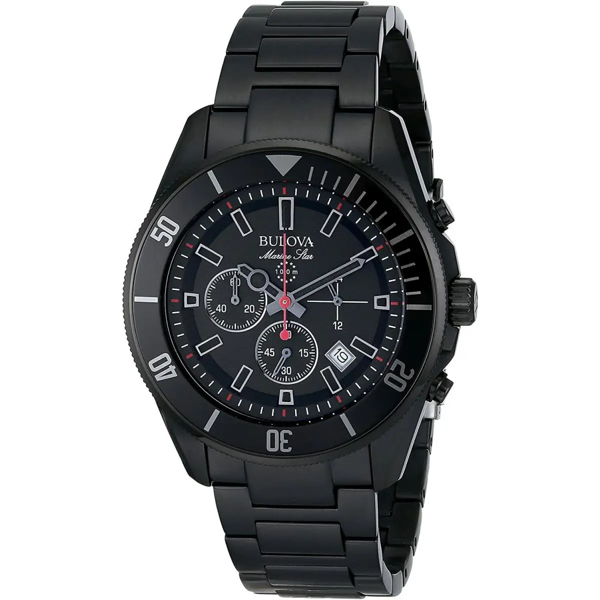 Bulova 98B231 Marine Star Steel Chronograph Black Mens Watch Great Gift