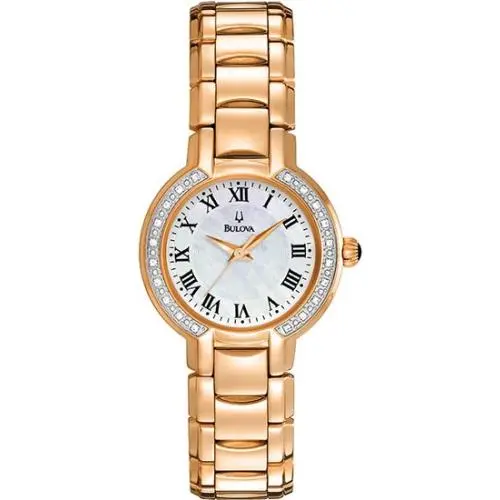 Rose Gold-tone Diamond Ladies Watch 98R156 by Bulova