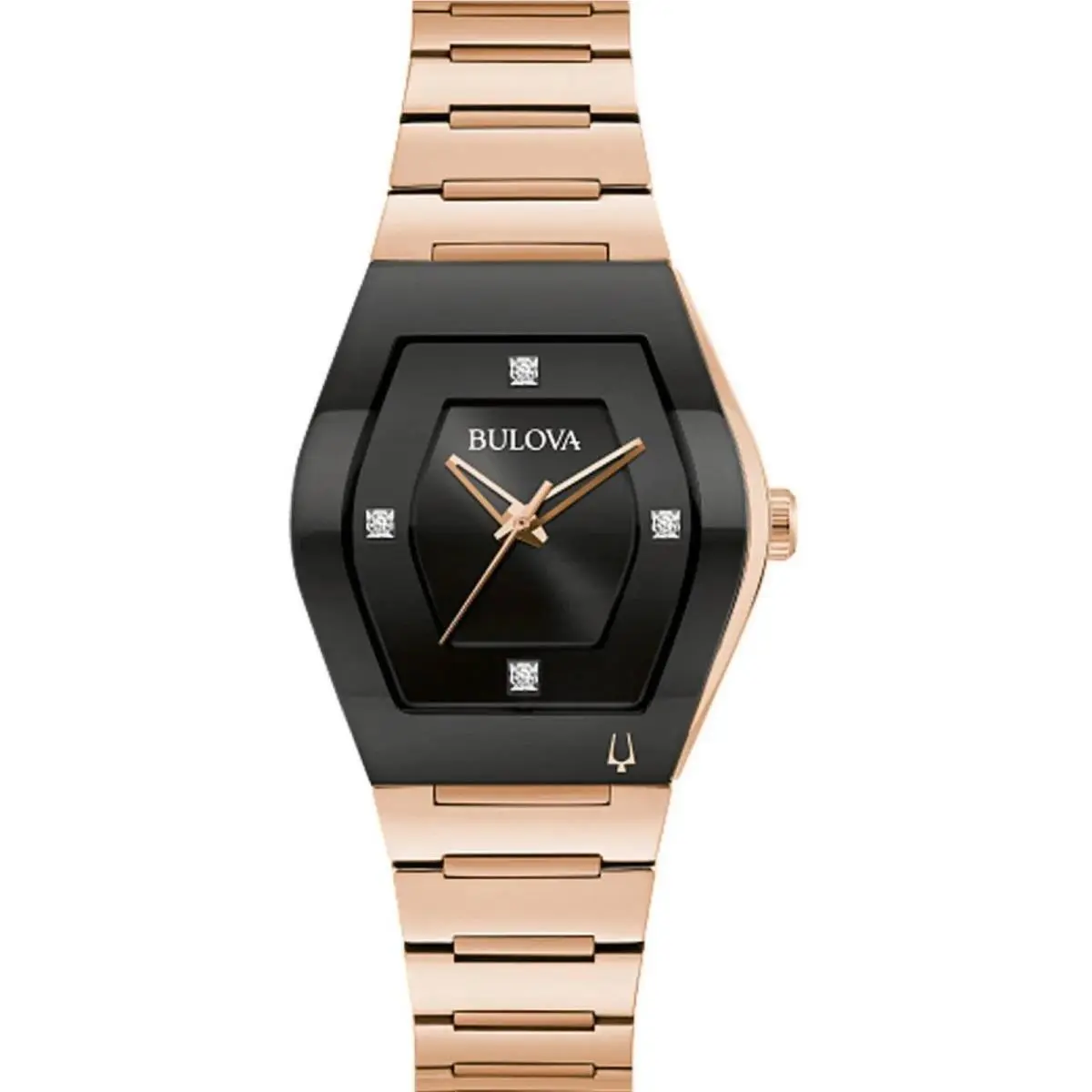 Women`s Watch Gemini Quartz Black Dial Rose Gold Bracelet Diamond 97P158 by Bulova