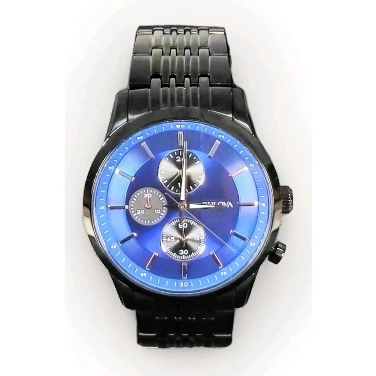 Bulova Men`s Quartz Chronograph Calendar Black Stainless Steel Watch 42MM 98A300