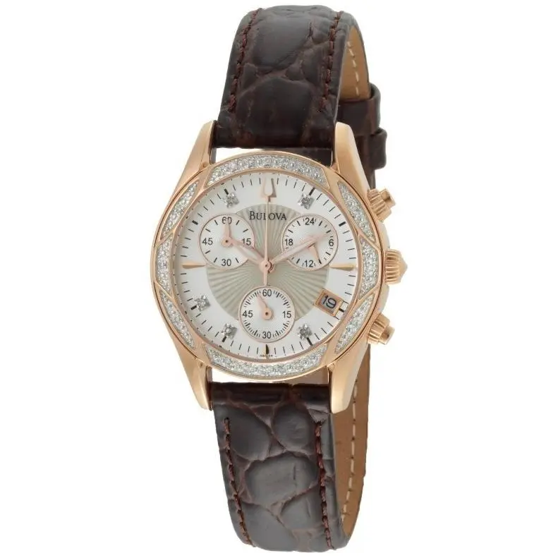 Women`s Diamond Mother Of Pearl Dial Strap Watch Needs Battery by Bulova