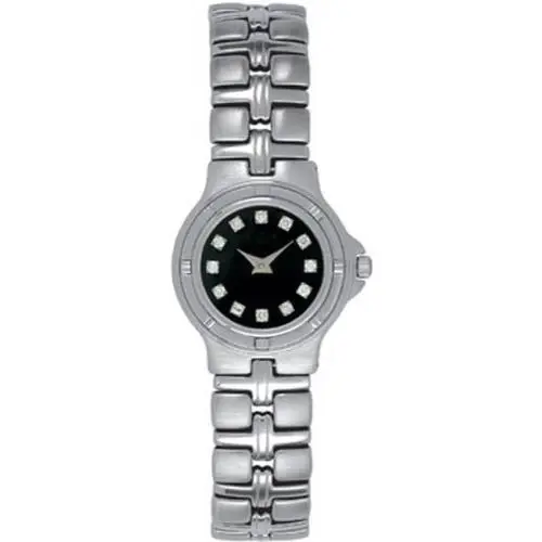 Bulova Diamonds Women`s Watch 96P11 Black Dial Stainless Steel Retail - Dial: Black, Band: Silver, Bezel: Silver