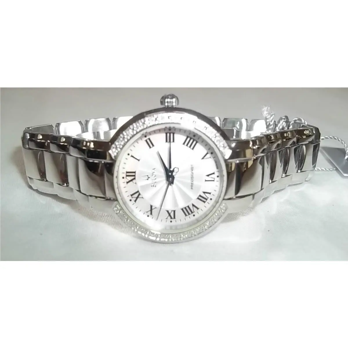 Ladies Bulova Precisionist St /diamond Accent Mother-of-pearl Watch 96R167