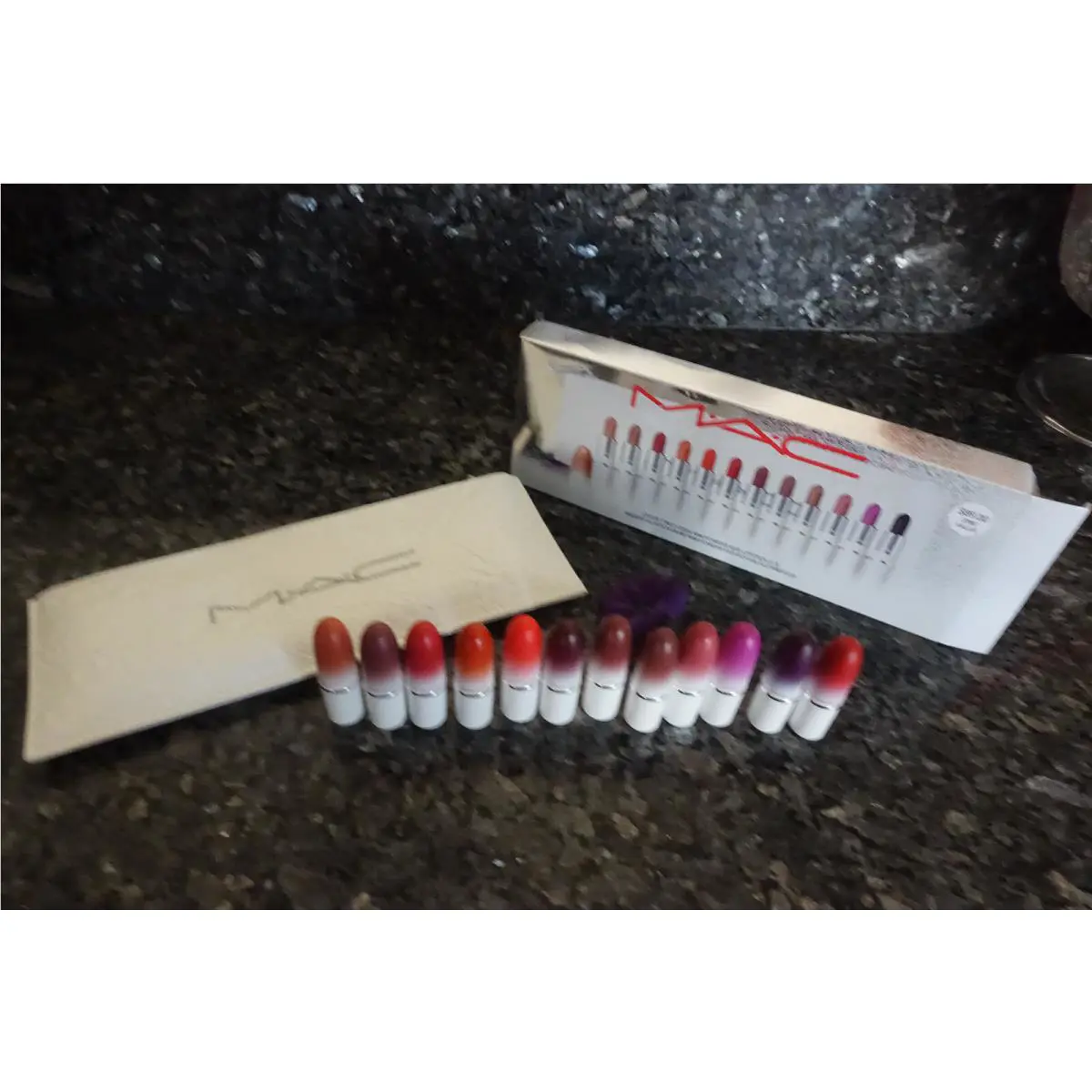 Mac Lips by The Dozen Mini Powder Kiss Lipstick X 12 Set Vault