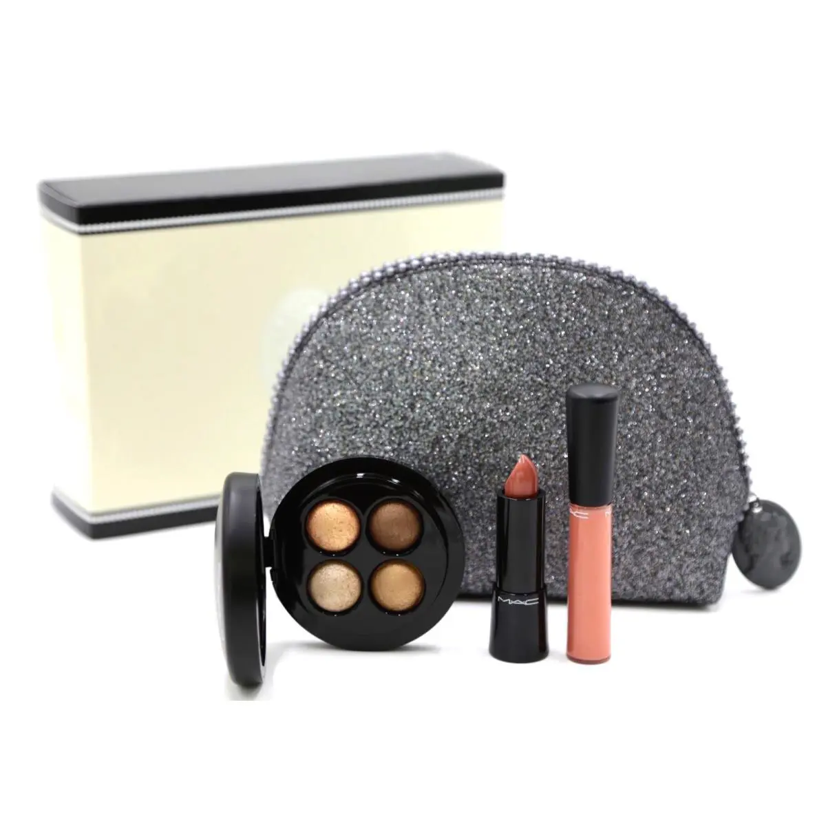 Mac 4pc Keepsakes Lip Eye Set Gold Eyeshadow Quad Posh Tone Modest Bag by MAC Cosmetics