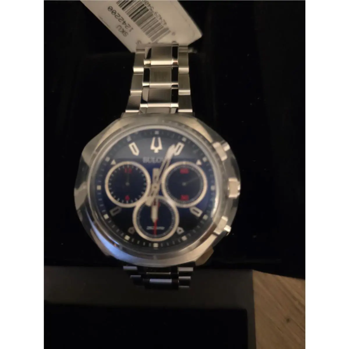 Bulova Men`s Curv Watch 96A185 Blue Face Chronograph