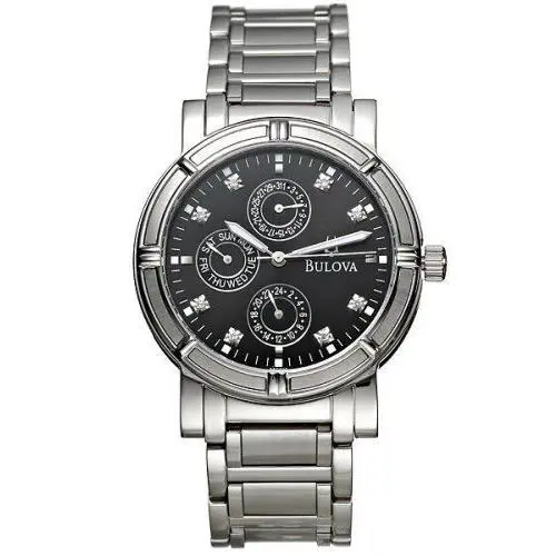 Bulova 96D000 Diamond Collection Stainless Steel Men`s Watch - Great Gift